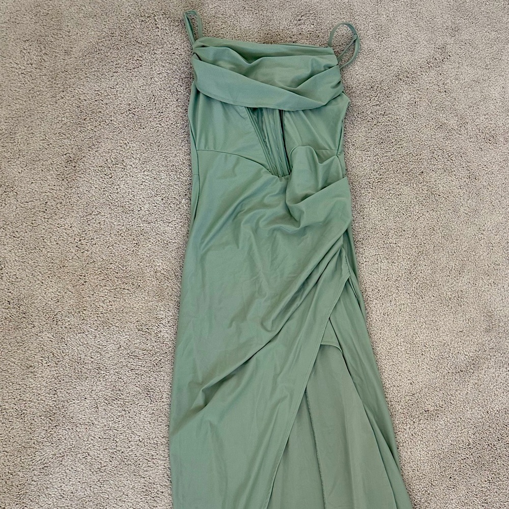 Fold Pleated Split Thigh Formal Bridesmaids Dress